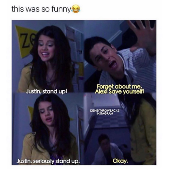 this was so funny ZG Justin, stand up! Forget about me, Alex! Save yourself! DISNEYTHROWBACKS INSTAGRAM Justin, seriously stand up. Okay.