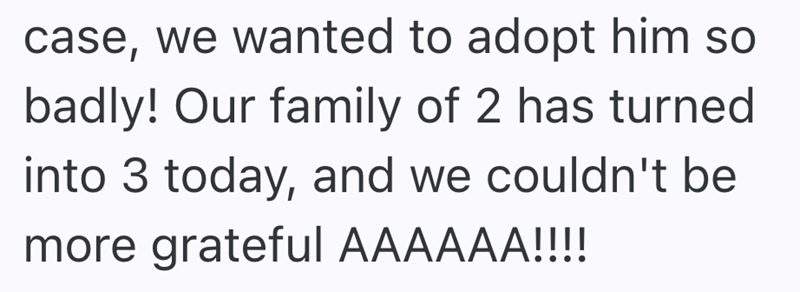 case, we wanted to adopt him so badly! Our family of 2 has turned into 3 today, and we couldn't be more grateful AAAAAA!!!!