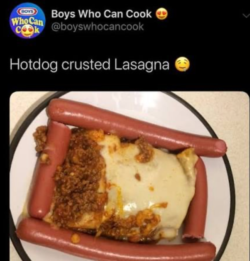 BOYS Who Can COOK Boys Who Can Cook @boyswhocancook Hotdog crusted Lasagna