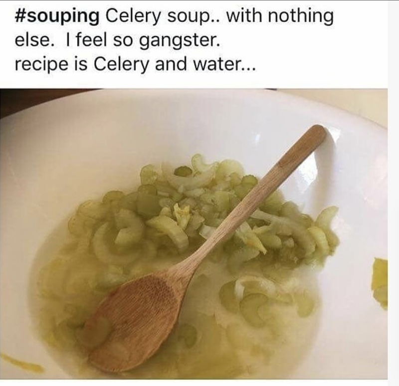 #souping Celery soup.. with nothing else. I feel so gangster. recipe is Celery and water....