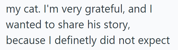 my cat. I'm very grateful, and I wanted to share his story, because I definetly did not expect