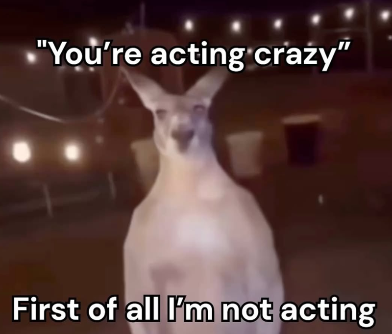 "You're acting crazy" First of all I'm not acting