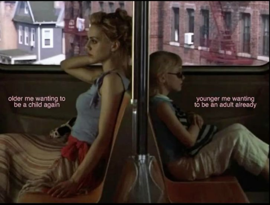 older me wanting to be a child again younger me wanting to be an adult already