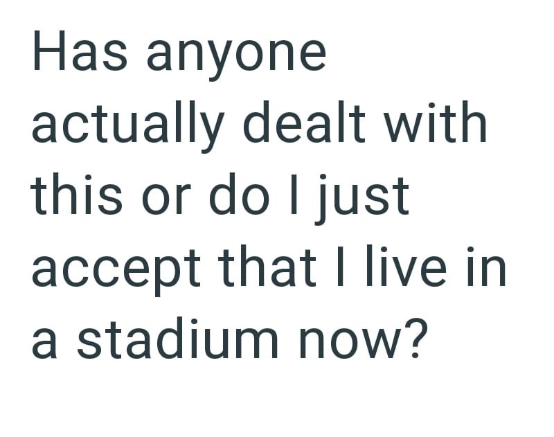 Has anyone actually dealt with this or do I just accept that I live in a stadium now?