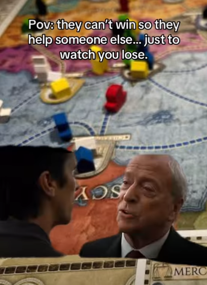 Pov: they can't win so they help someone else... just to watch you lose. MERC