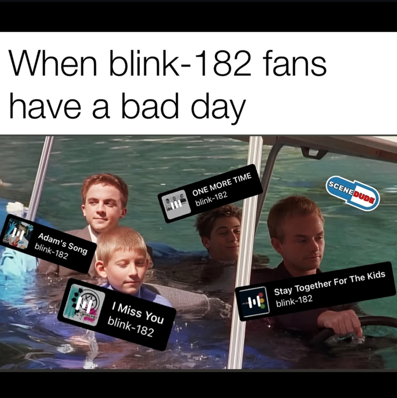 When blink-182 fans have a bad day Adam's Song blink-182 ONE MORE TIME blink-182 SCENEDUDE I Miss You blink-182 ++E Stay Together For The Kids blink-182