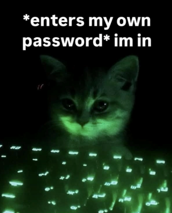*enters my own password* im in