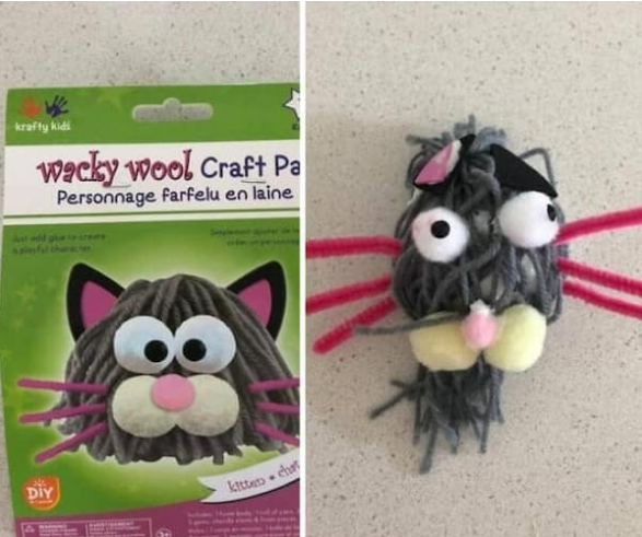 krafty kidi wacky wool Craft Pa Personnage farfelu en laine DIY kitten cha
