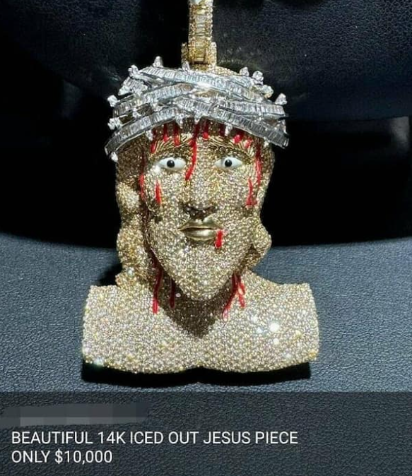 BEAUTIFUL 14K ICED OUT JESUS PIECE ONLY $10,000
