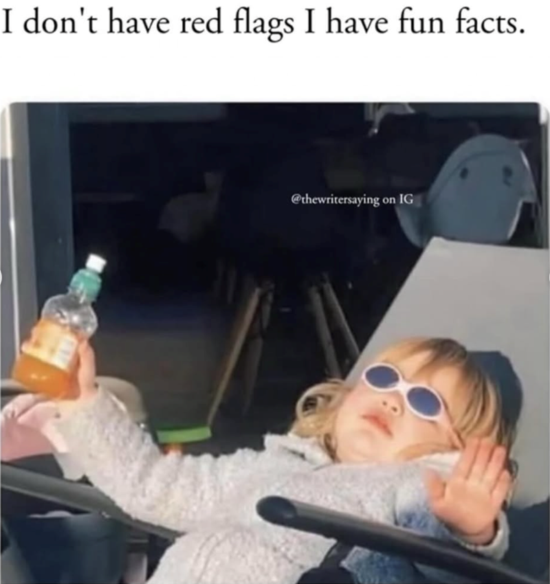 I don't have red flags I have fun facts. @thewritersaying on IG