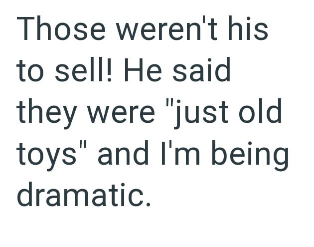 Those weren't his to sell! He said they were "just old toys" and I'm being dramatic.