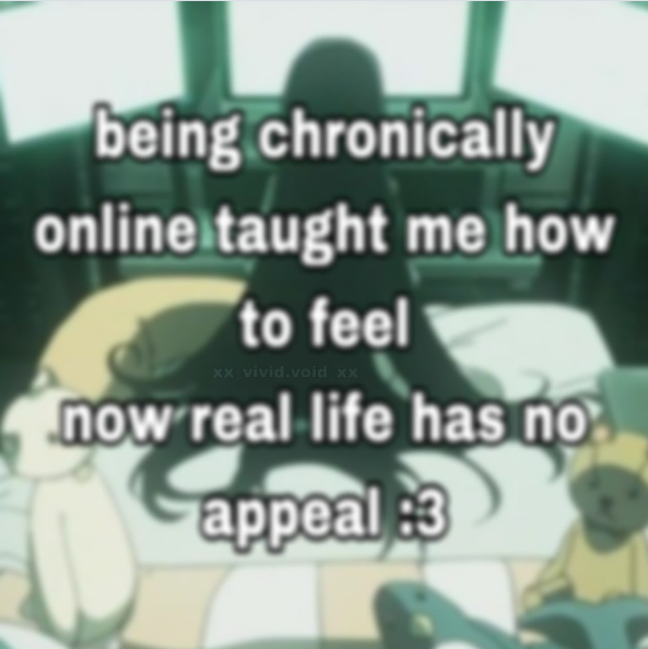 being chronically online taught me how to feel xx_vivid.void xx now real life has no appeal +3