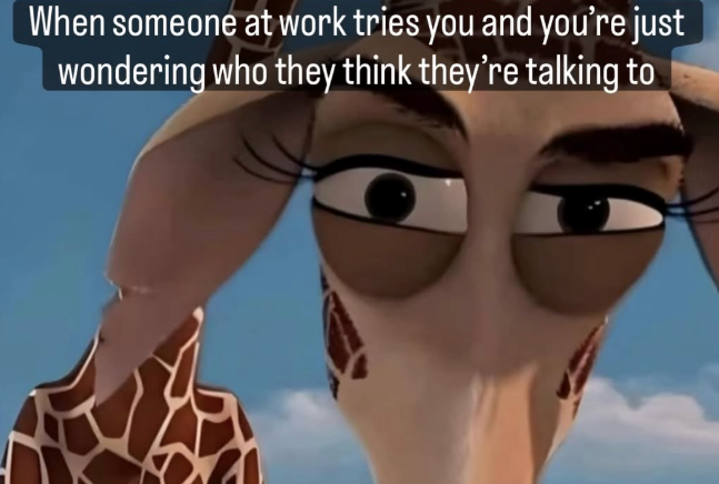 When someone at work tries you and you're just wondering who they think they're talking to