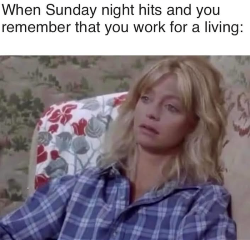 When Sunday night hits and you remember that you work for a living: