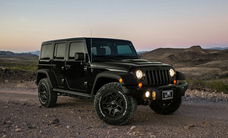 A black Jeep Wrangler
