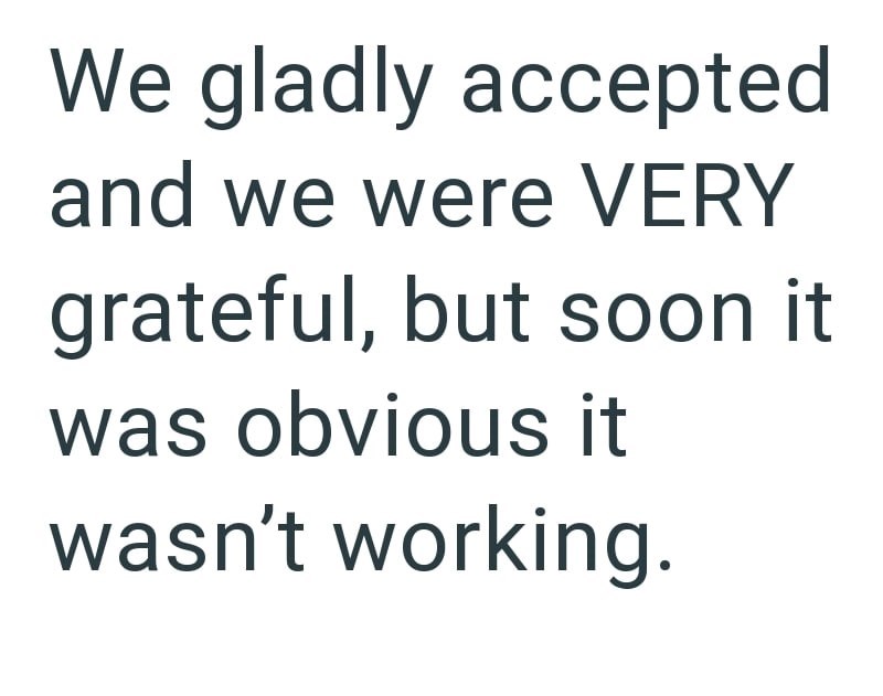 We gladly accepted and we were VERY grateful, but soon it was obvious it wasn't working.