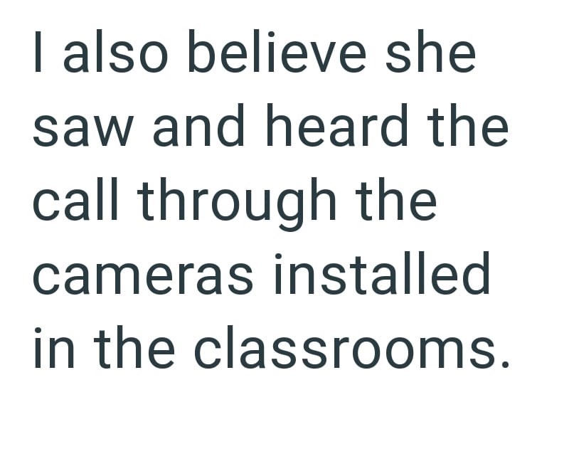 I also believe she saw and heard the call through the cameras installed in the classrooms.