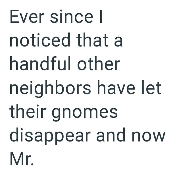 Ever since I noticed that a handful other neighbors have let their gnomes disappear and now Mr.
