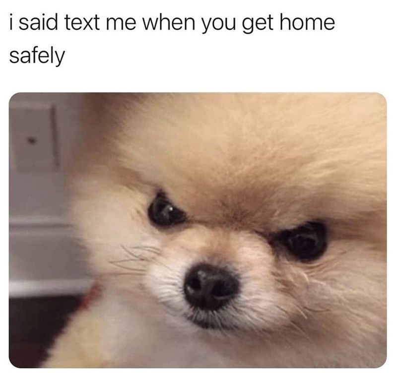 i said text me when you get home safely