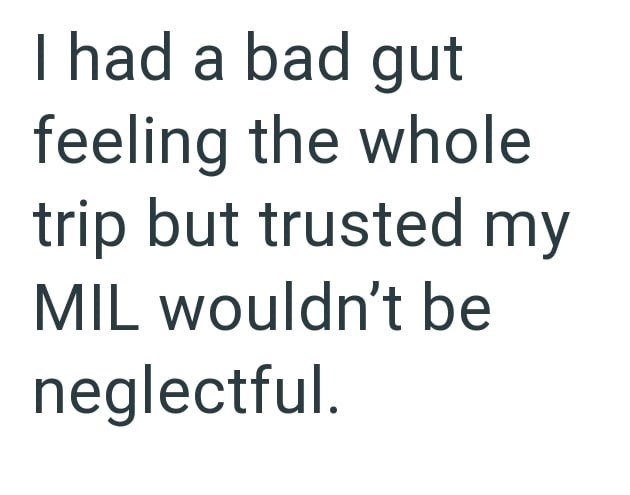 I had a bad gut feeling the whole trip but trusted my MIL wouldn't be neglectful.