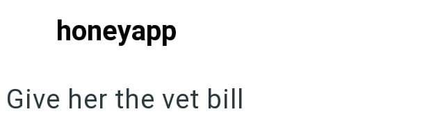 honeyapp Give her the vet bill