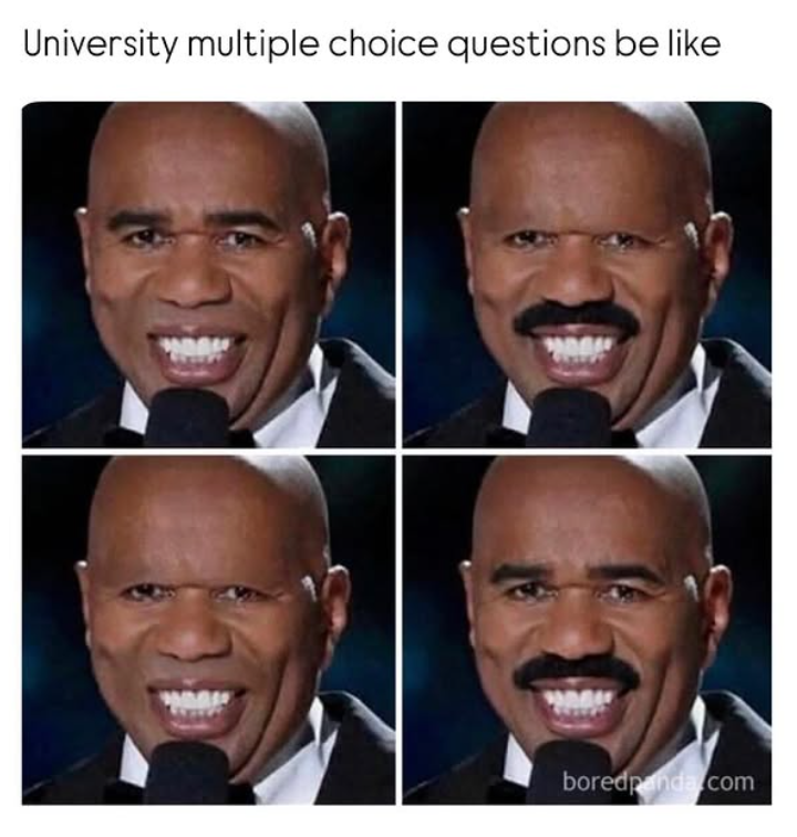 University multiple choice questions be like boredpanda.com