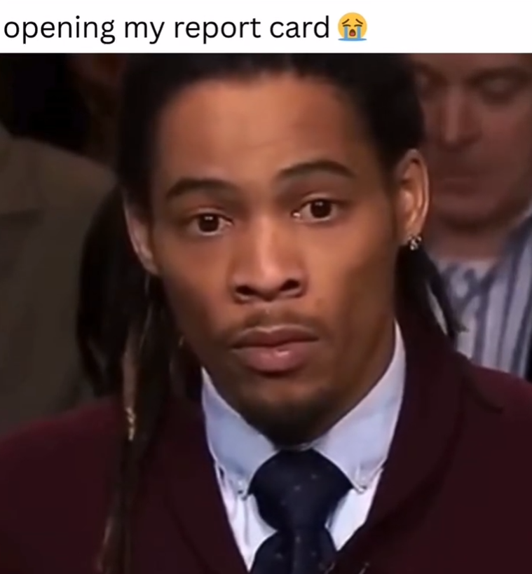 opening my report card f