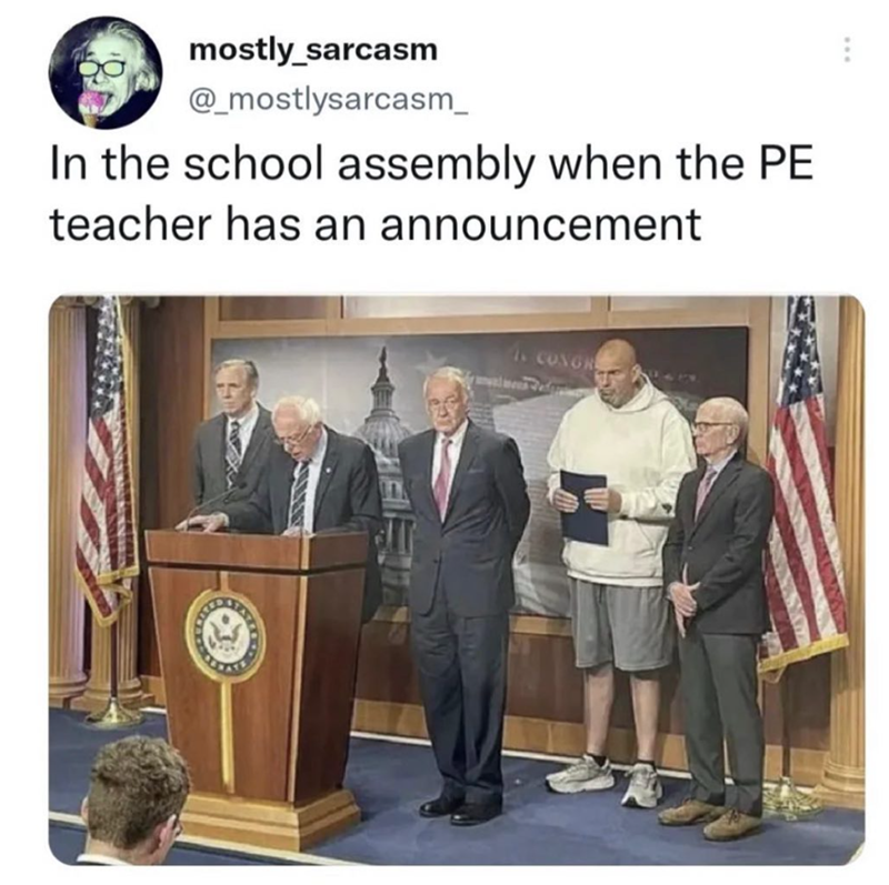 mostly_sarcasm @_mostlysarcasm_ In the school assembly when the PE teacher has an announcement CONGR