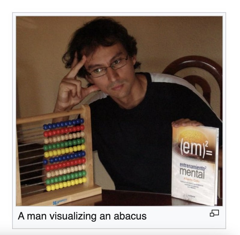 A man visualizing an abacus (em)= entrenamiento? mental to Coto