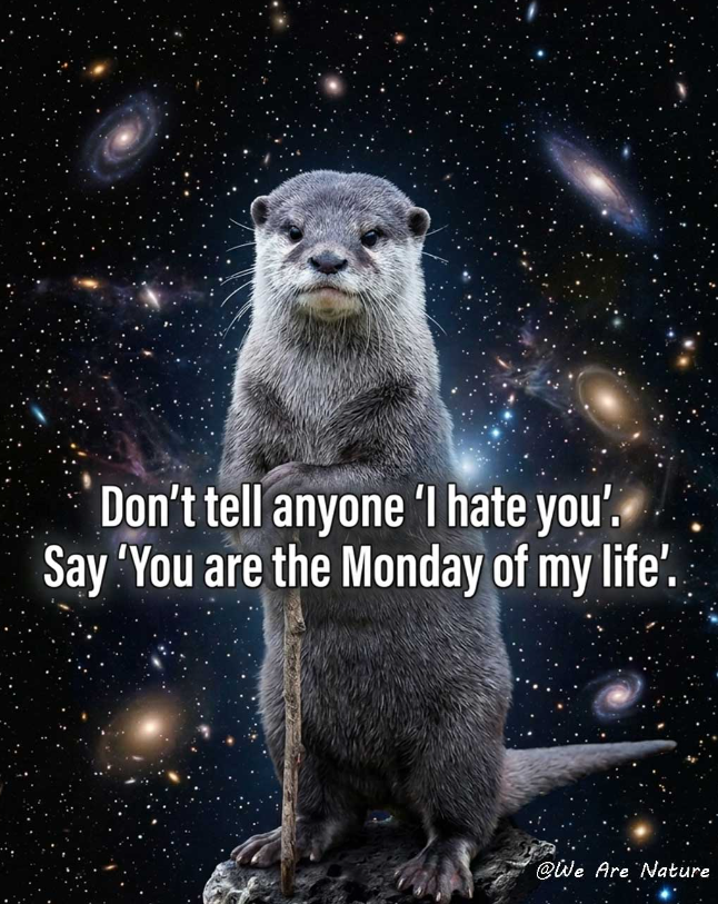 Don't tell anyone 'I hate you'. Say 'You are the Monday of my life'. @We Are Nature