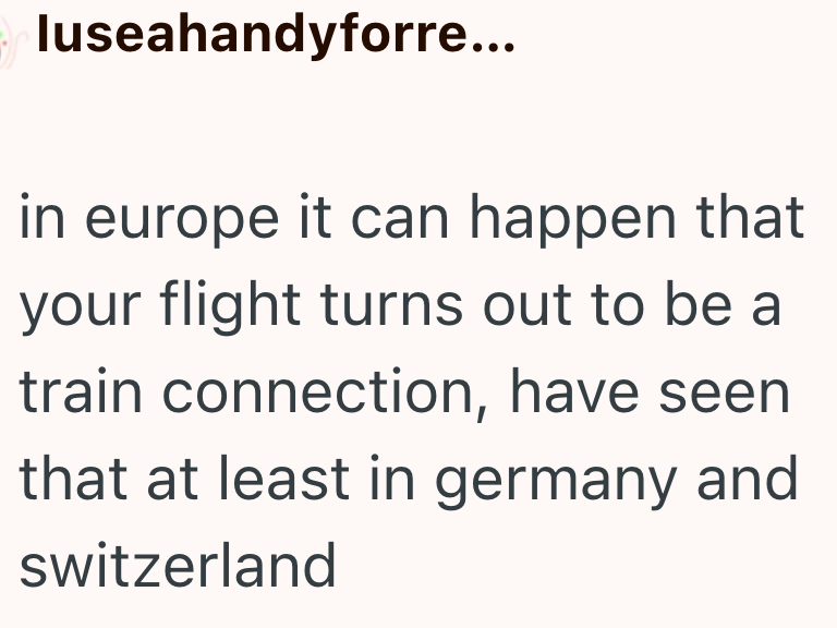 luseahandyforre... in europe it can happen that your flight turns out to be a train connection, have seen that at least in germany and switzerland