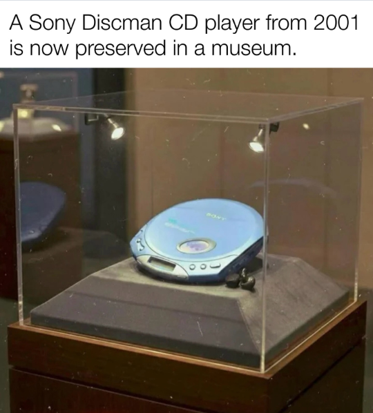 A Sony Discman CD player from 2001 is now preserved in a museum.