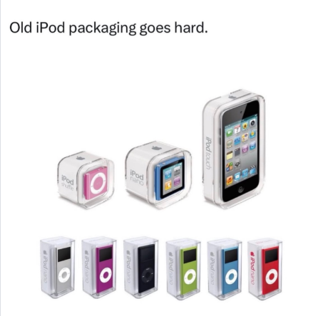 Old iPod packaging goes hard. iPod touch iPod shuffle 19 Pod nano iPod nano Ο iPod nano Podnano O Podnano iPod nano