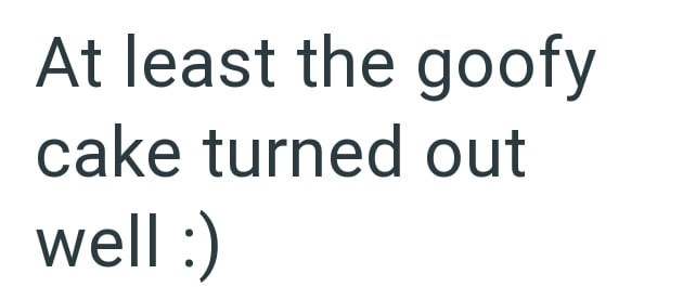 At least the goofy cake turned out well :)