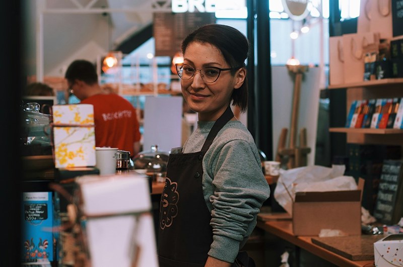 Barista standing at the counter
