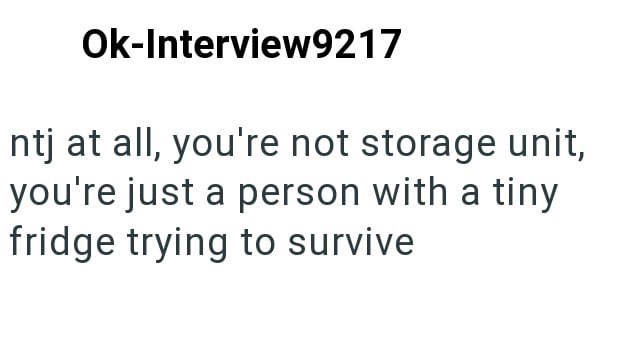 Ok-Interview9217 ntj at all, you're not storage unit, you're just a person with a tiny fridge trying to survive