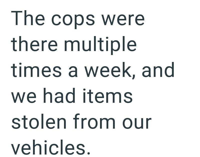 The cops were there multiple times a week, and we had items stolen from our vehicles.