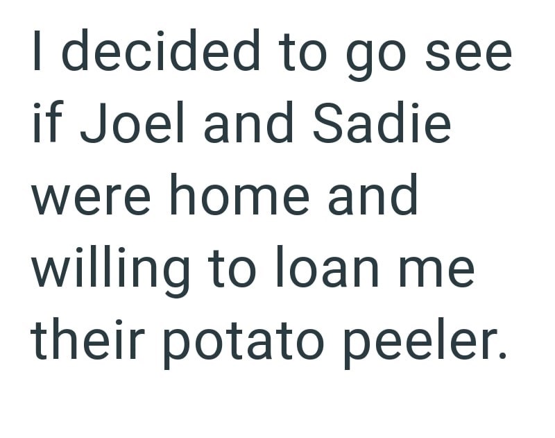 I decided to go see if Joel and Sadie were home and willing to loan me their potato peeler.