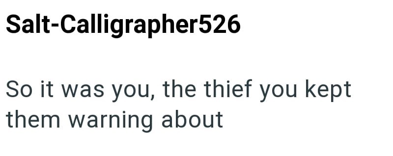 Salt-Calligrapher526 So it was you, the thief you kept them warning about