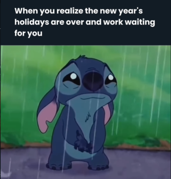 When you realize the new year's holidays are over and work waiting for you لله