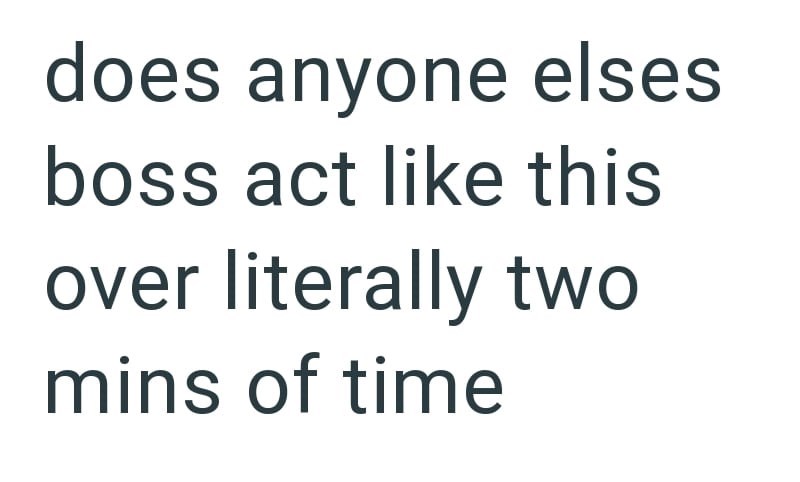 does anyone elses boss act like this over literally two mins of time