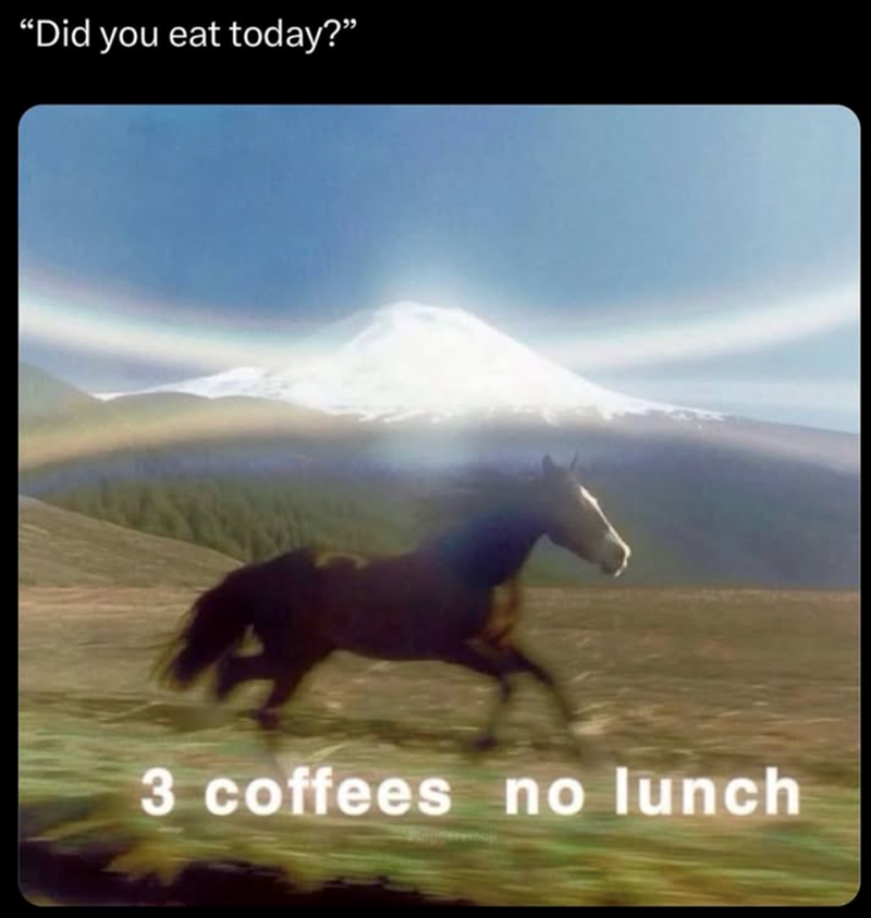 "Did you eat today?" 3 coffees no lunch