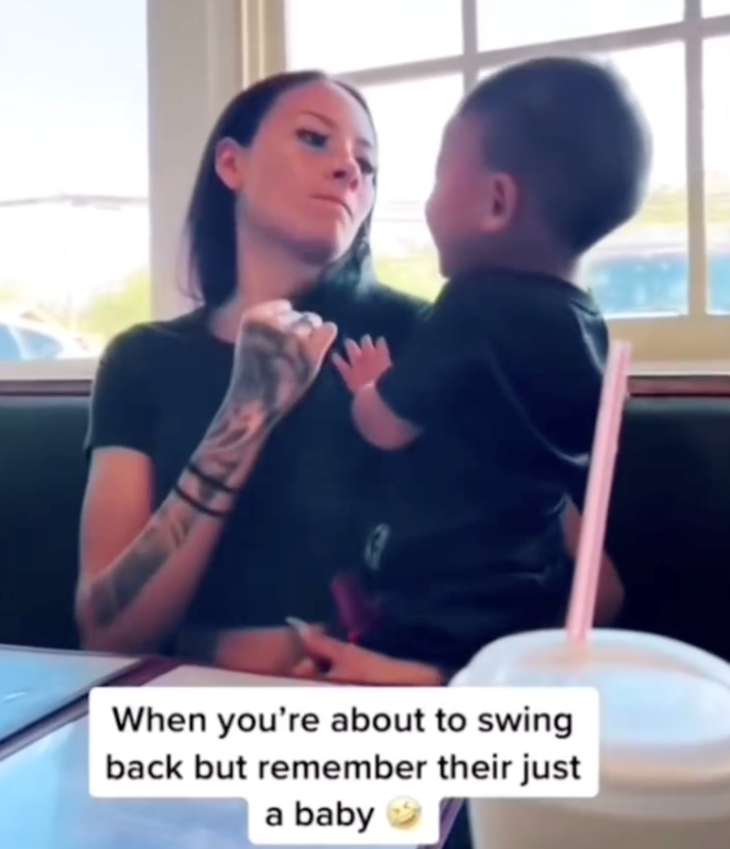 When you're about to swing back but remember their just a baby