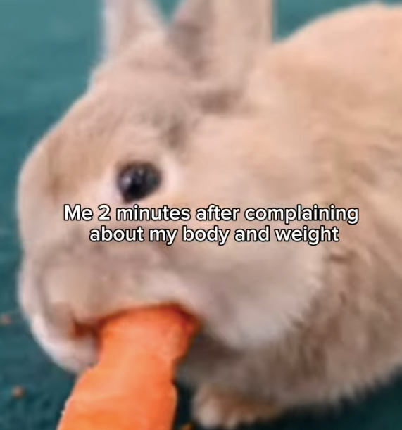 Me 2 minutes after complaining about my body and weight