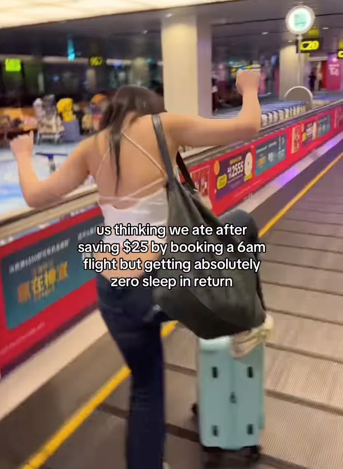 EM H2555 Us thinking we ate after saving $25 by booking a 6am flight but getting absolutely zero sleep in return 196