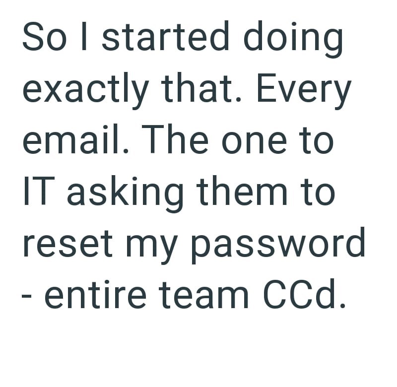 So I started doing exactly that. Every email. The one to IT asking them to reset my password - entire team CCd.