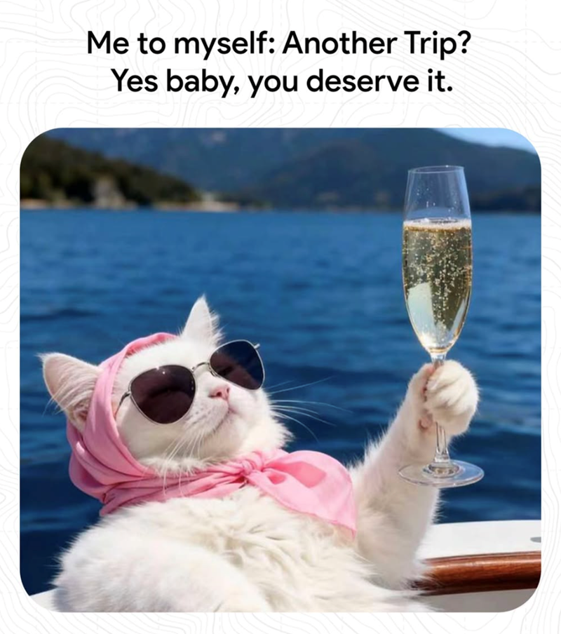 Me to myself: Another Trip? Yes baby, you deserve it.