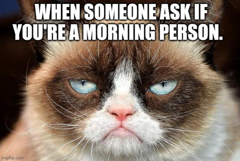 WHEN SOMEONE ASK IF YOU'RE A MORNING PERSON. imgflip.com
