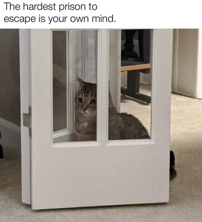 The hardest prison to escape is your own mind.