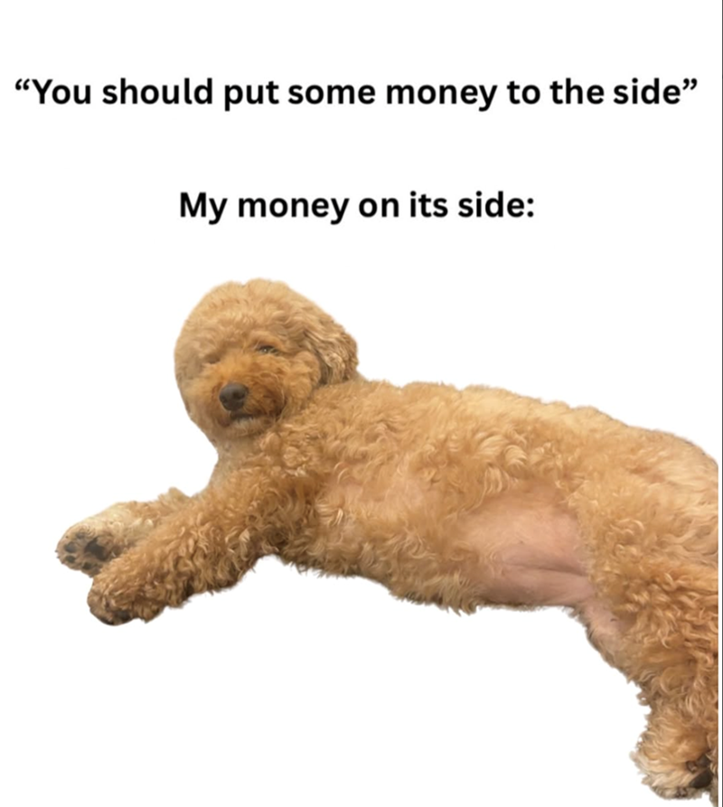 "You should put some money to the side" My money on its side:
